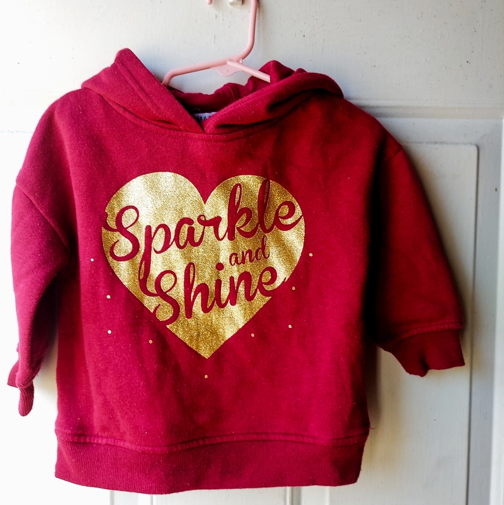 PRIMARK Toddler girl red "SPARKLE" pullover hoodie